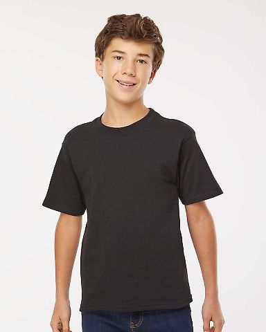 M&O Knits 4850 Youth Gold Soft Touch T-Shirt in Black front view