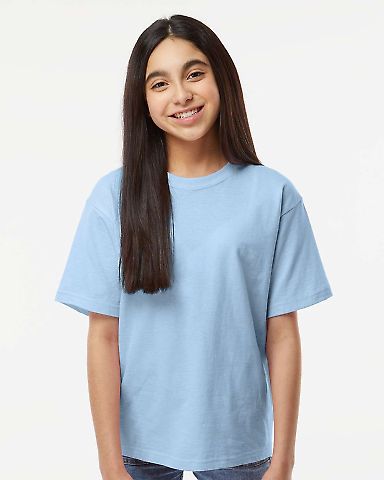 M&O Knits 4850 Youth Gold Soft Touch T-Shirt in Light blue front view