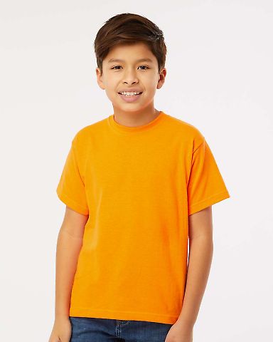 M&O Knits 4850 Youth Gold Soft Touch T-Shirt in Safety orange front view