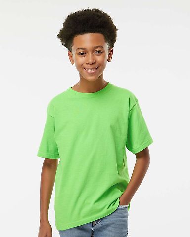 M&O Knits 4850 Youth Gold Soft Touch T-Shirt in Vivid lime front view