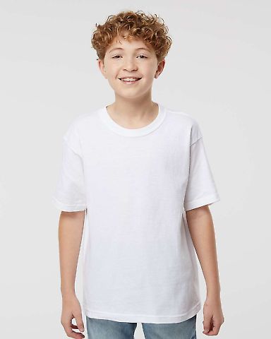 M&O Knits 4850 Youth Gold Soft Touch T-Shirt in White front view