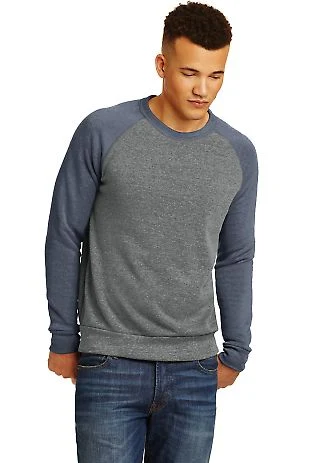 Alternative Apparel 32022F2 Unisex Champ Eco-Fleec in Ec gry/ ec t nvy front view