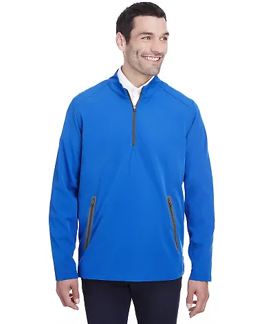 North End NE401 Men's Quest Stretch Quarter-Zip OLYM BLU/ CRBN front view