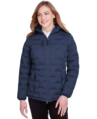 North End NE708W Ladies' Loft Puffer Jacket CLASSC NVY/ CRBN front view
