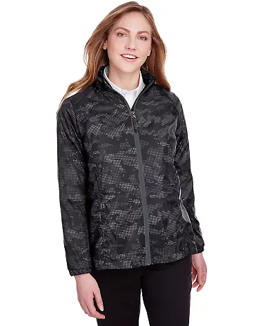 North End NE711W Ladies' Rotate Reflective Jacket BLACK/ CARBON front view