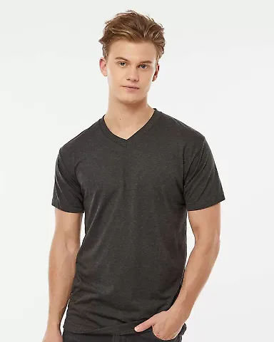 0207TC Tultex Blend V-Neck in Heather graphite front view