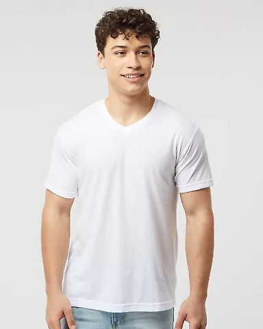 0207TC Tultex Blend V-Neck in White front view