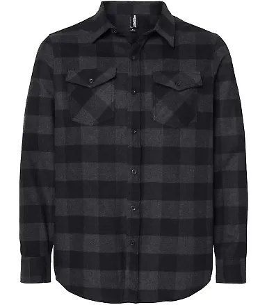 Independent Trading Co. EXP50F Flannel Shirt Charcoal Heather/ Black front view