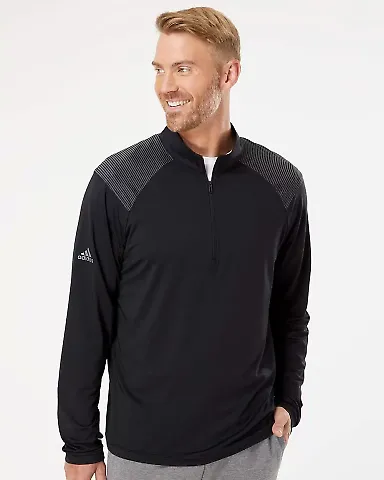 Adidas Golf Clothing A520 Shoulder Stripe Quarter- Black front view