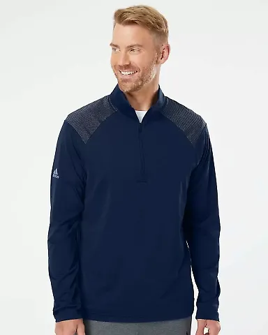 Adidas Golf Clothing A520 Shoulder Stripe Quarter- Team Navy Blue front view