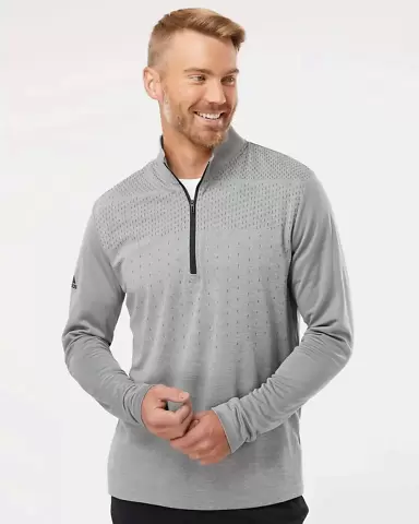 Adidas Golf Clothing A522 Heather Block Print Quar Grey Three Melange/ Black front view