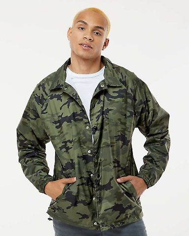 Burnside Clothing 9718 Coaches Jacket in Green camo front view