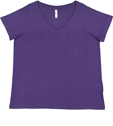 LA T 3817 Ladies' Curvy V-Neck Fine Jersey T-Shirt in Vintage purple front view