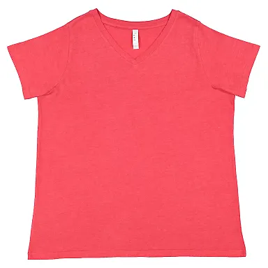LA T 3817 Ladies' Curvy V-Neck Fine Jersey T-Shirt in Vintage red front view