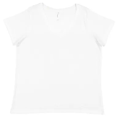 LA T 3817 Ladies' Curvy V-Neck Fine Jersey T-Shirt in Blended white front view