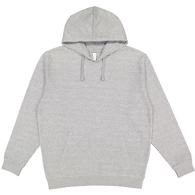 LA T 6926 Adult Pullover Fleece Hoodie in Heather front view