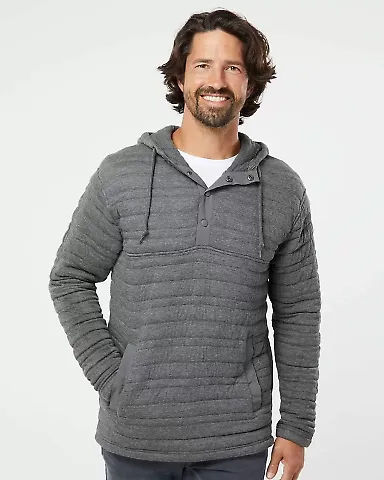 J America 8897 Horizon Quilted Anorak Hooded Pullo Charcoal Heather front view