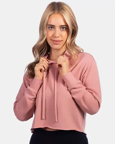 Next Level Apparel 9384 Ladies' Cropped Pullover H DESERT PINK front view