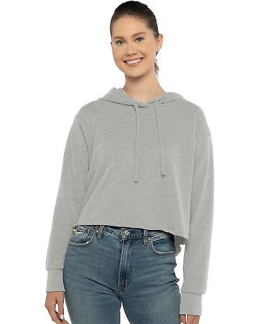 Next Level Apparel 9384 Ladies' Cropped Pullover H in Heather gray front view