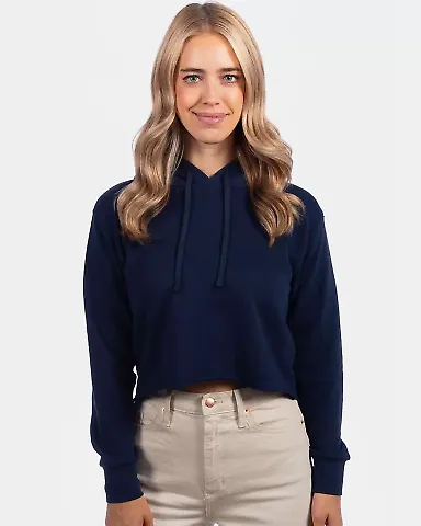 Next Level Apparel 9384 Ladies' Cropped Pullover H MIDNIGHT NAVY front view
