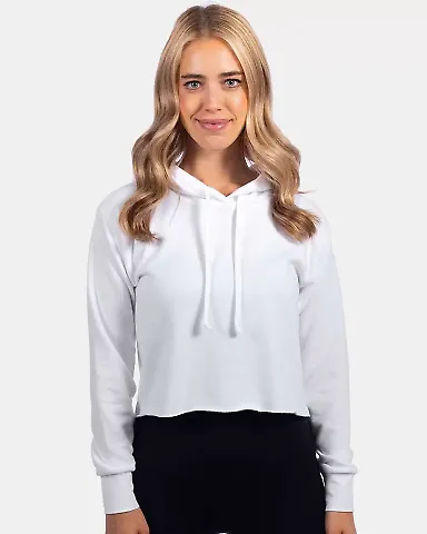 Next Level Apparel 9384 Ladies' Cropped Pullover H WHITE front view