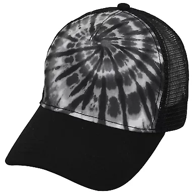 Tie-Dye 9200 Adult Trucker Hat in Spider black front view