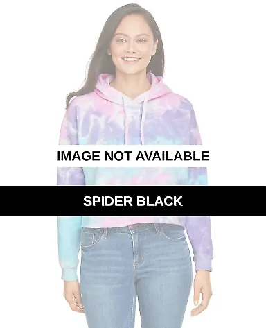 Tie-Dye CD8333 Ladies' Cropped Hooded Sweatshirt SPIDER BLACK front view