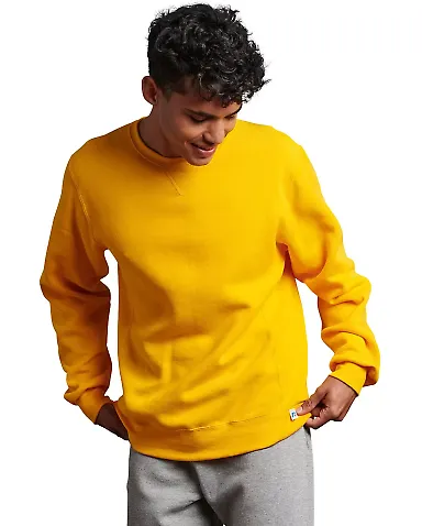 Russel Athletic 698HBM Unisex Dri-Power® Crewneck in Gold front view