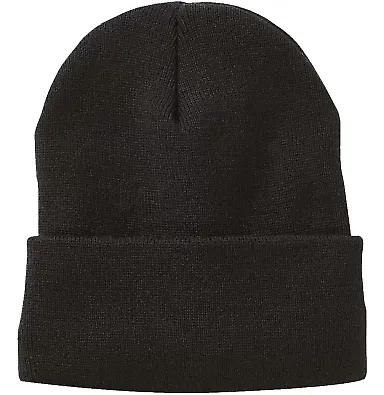 Sportsman SP12JL Jersey Lined 12" Cuffed Beanie in Black front view