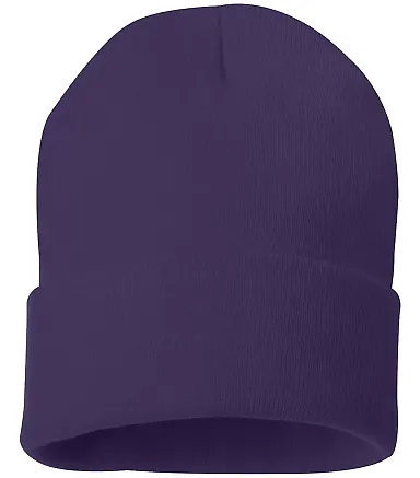 Sportsman SP12 Solid 12" Cuffed Beanie in Purple front view