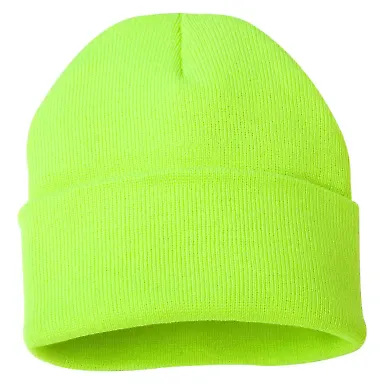 Sportsman SP12 Solid 12" Cuffed Beanie in Safety yellow front view