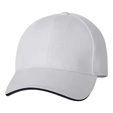 Bayside Apparel 3621 USA-Made Brushed Twill Cap White/ Navy front view