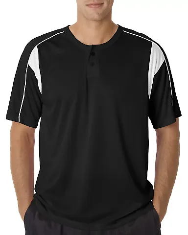 Alleson Athletic 7937 B-Core Pro Placket Jersey Black/ White front view
