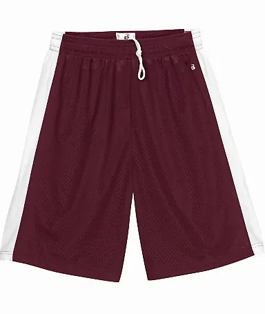 Alleson Athletic 2241 Youth Pro Mesh Challenger Sh Maroon/ White front view
