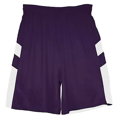Alleson Athletic 2266 Youth B-Pivot Rev. Shorts Purple/ White front view