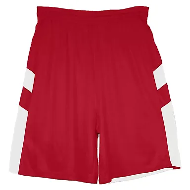Alleson Athletic 2266 Youth B-Pivot Rev. Shorts Red/ White front view