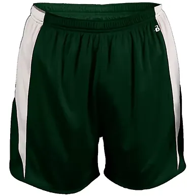 Alleson Athletic 2273 Youth Stride Shorts Forest/ White front view
