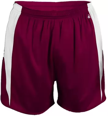 Alleson Athletic 2273 Youth Stride Shorts Maroon/ White front view