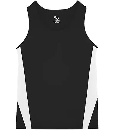 Alleson Athletic 2667 Youth Stride Singlet Black/ White front view