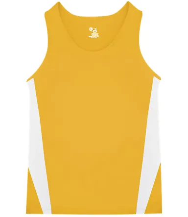 Alleson Athletic 2667 Youth Stride Singlet Gold/ White front view