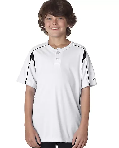 Alleson Athletic 2937 Youth B-Core Pro Placket Jer White/ Black front view