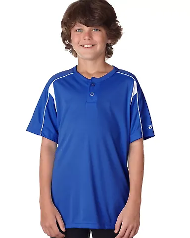 Alleson Athletic 2937 Youth B-Core Pro Placket Jer Royal/ White front view