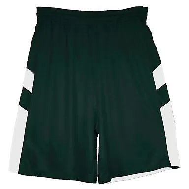 Alleson Athletic 7266 B-Pivot Rev. Shorts Forest/ White front view