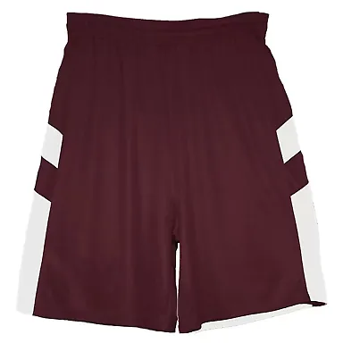 Alleson Athletic 7266 B-Pivot Rev. Shorts Maroon/ White front view