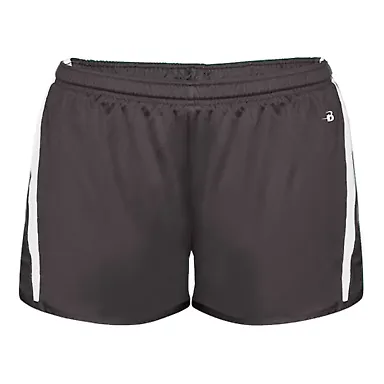 Alleson Athletic 7274 Women's Stride Shorts Graphite/ White front view