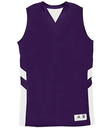 Alleson Athletic 8966 B-Pivot Rev. Women's Tank To Purple/ White front view