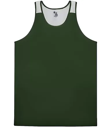 Alleson Athletic 2668 Youth Ventback Singlet Forest/ White front view