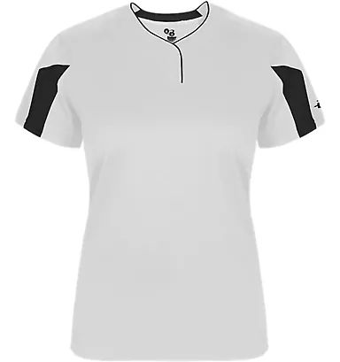 Alleson Athletic 6176 Women's Striker Placket White/ Black front view