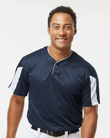 Alleson Athletic 7976 Striker Placket in Navy/ white front view