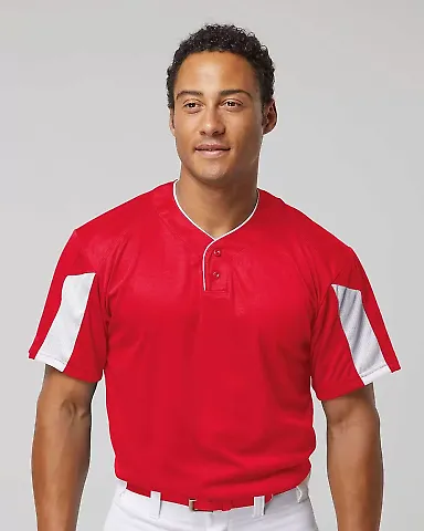 Alleson Athletic 7976 Striker Placket in Red/ white front view